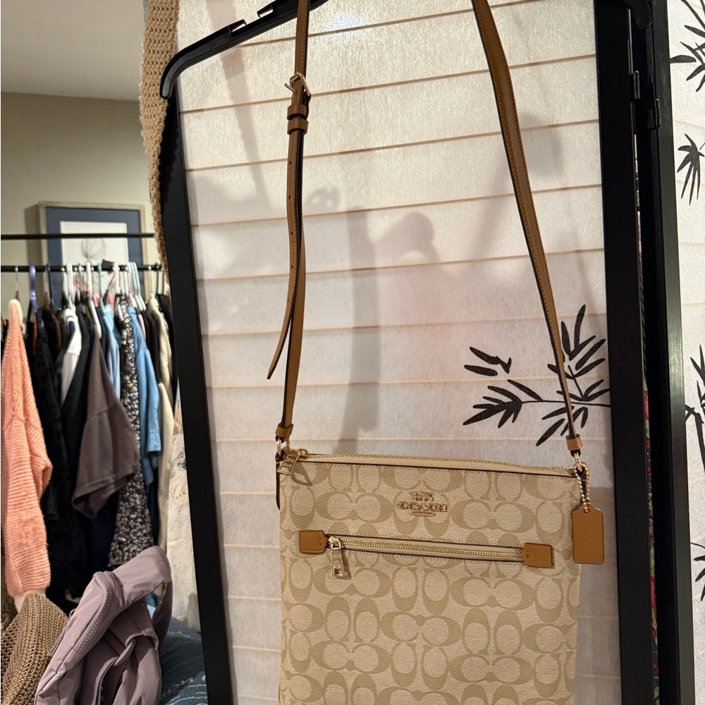 Coach Tan Crossbody Bag, used